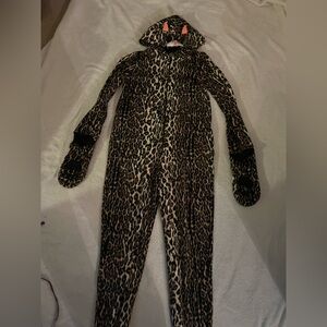 Cheetah/leopard onesie with hood